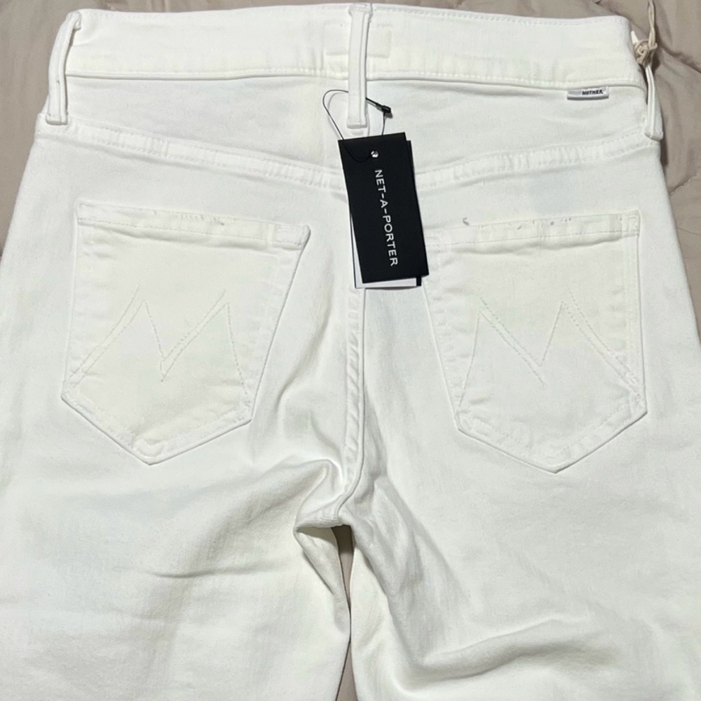 MOTHER Mid Rise Dazzler Ankle Fray 25 White Fairest of Them All Denim Jeans NWT - Picture 3 of 6